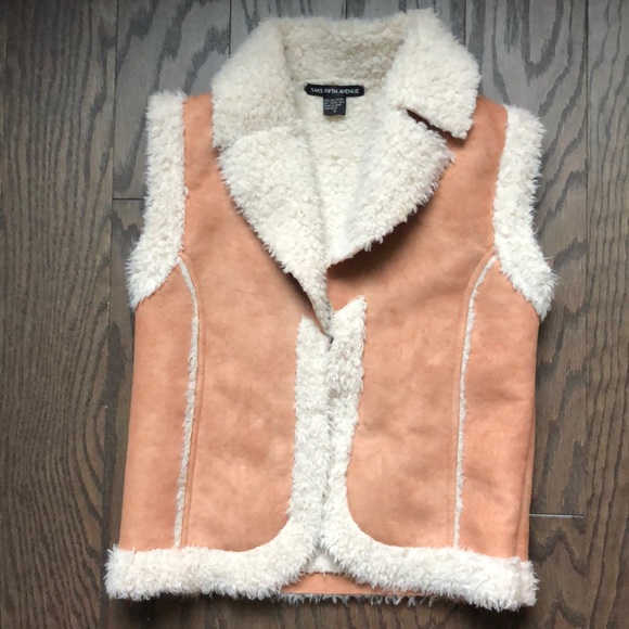 Saks Fifth Avenue Other - Suede camel Sherpa vest